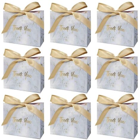 Lot de 30 petits sacs cadeaux de remerciement, motif marbre, avec ruban doré, 11,4 x 4,6 x 7,6 cm, pour anniversaire, mariage, demoiselles d'honneur, fêtes, Saint-Valentin.