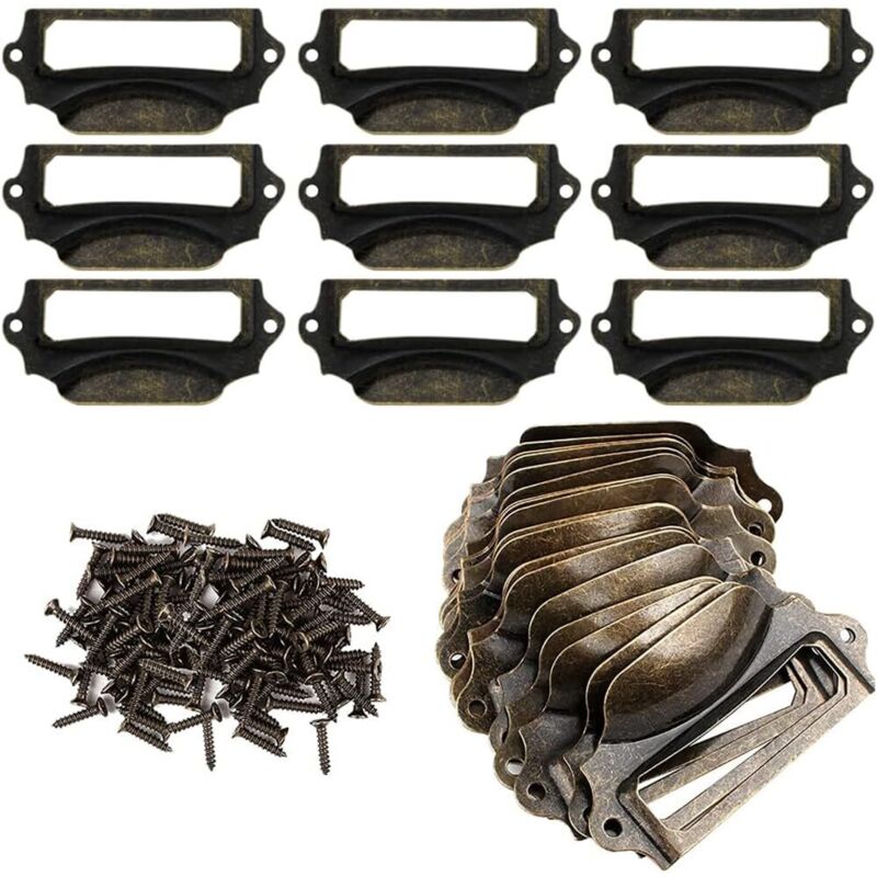 Lot de 30 Pièces Porte Étiquettes en Métal, Poignée de Tiroir Vintage, Porte Etiquette Antique, Porte Poignée Cadre Métal, avec 60 Vis, pour Lot de 30 Pièces Porte Étiquettes en Métal, Poignée de Tiroir Vintage, Porte Etiquette Antique, Porte Poignée Cadre Métal, avec 60 Vis, pour