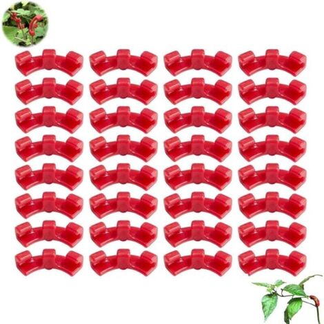 Lot de 30 pinces de cintrage pour la croissance des plantes, 90 °, cintreuse de plantes, pinces de flexion, pour plier les tiges des plantes et changer la direction de la croissance (rouge)