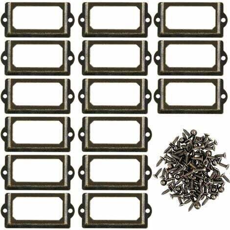 Lot de 30 porte-étiquettes en métal avec vis pour meubles, tiroirs, armoires, cartes, plaques de nom pour bureau, bibliothèque, étagères - Bronze
