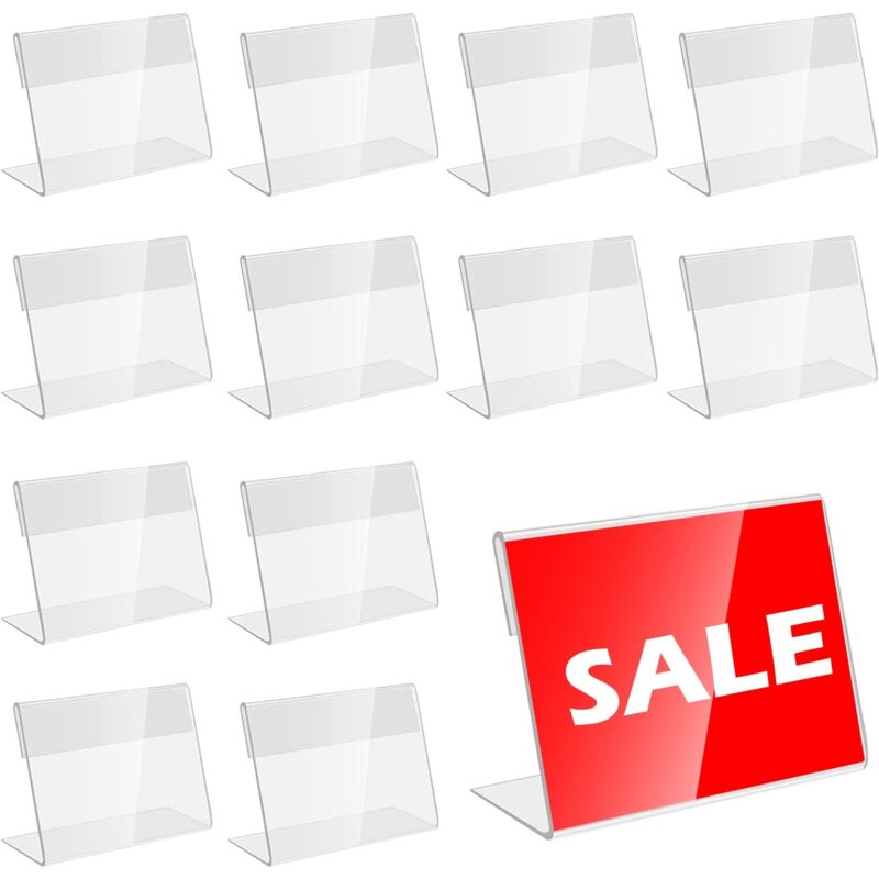 Lot de 30 porte-étiquettes verticaux en acrylique, porte-étiquettes de bureau en acrylique, porte-étiquettes transparent, support de bureau adapté