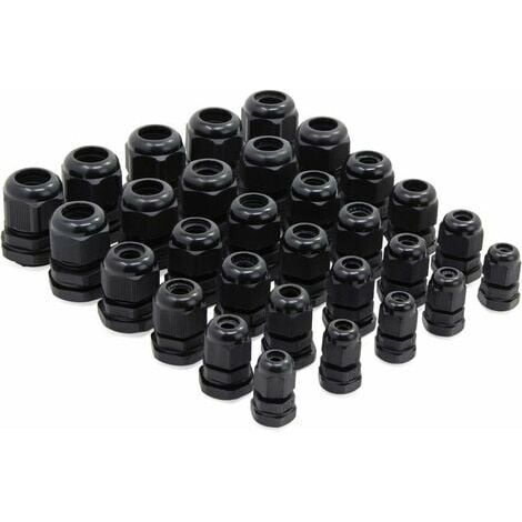 Lot de 30 presse-étoupes en plastique étanche , PG7, PG9, PG11, PG13,5, PG16, PG19