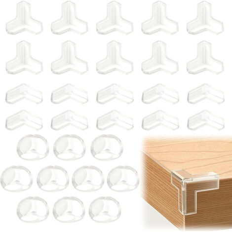 Lot de 30 protections d'angle de table, 3 formes, protections d'angle transparentes pour bébé, protections d'angle de table, protections d'angle de meubles, OUYLAF