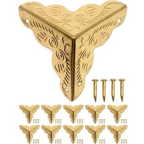 Lot de 30 protections d'angle décoratives vintage pour boîtes en métal, avec 120 clous (doré)