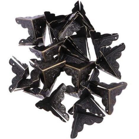 Lot de 30 Protections d'angle en métal pour coffres, Protection de Coin décorative Vintage avec 120 Clous aléatoire