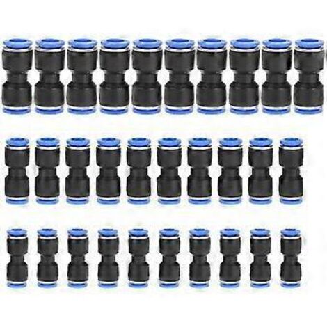 Lot de 30 raccords pneumatiques droits, fixations rapides en plastique pour tubes de 6 mm, 8 mm et 10 mm