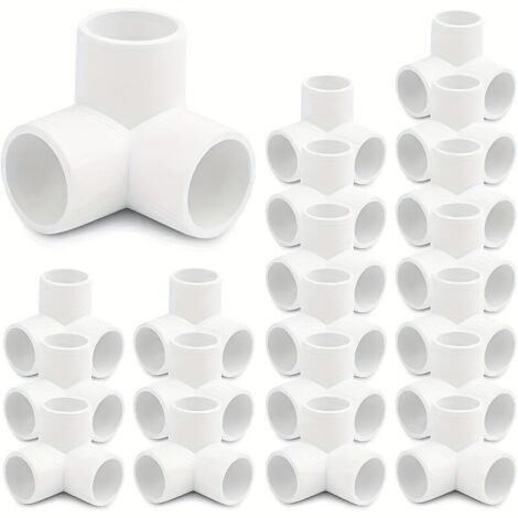 Lot de 30 Raccords PVC 3 Voies 1/2" – Coudes SCH40 avec Sorties Latérales pour Plomberie et Construction de Meubles en PVC