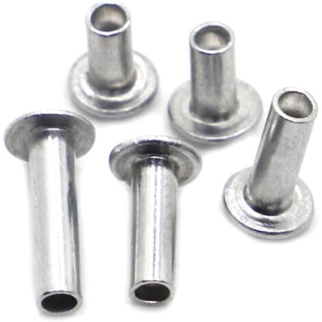 Lot de 30 rivets semi-tubulaires à tête plate large, rivets à bride en aluminium à tête ronde plate, rivets de frein, rivets