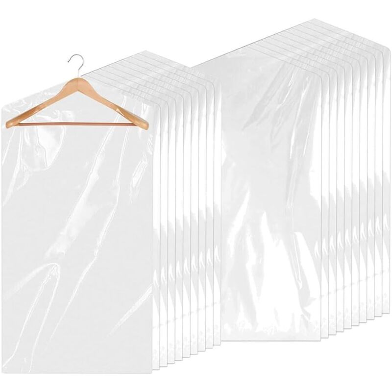 Lot de 30 sacs à vêtements transparents et étanches à la poussière, en plastique, sacs de nettoyage à sec, housses de transparentes(60 x 90 cm)