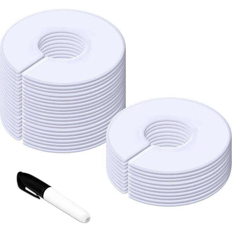 Lot de 30 séparateurs ronds blancs pour cintres de penderie (diamètre extérieur 9 cm, diamètre intérieur 35 cm)