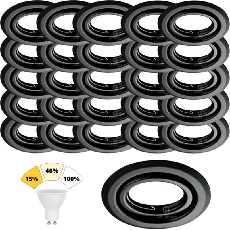 Lot de 30 Spot Encastrable Noir Mat 7W, 3 Intensités Réglables, Blanc Neutre 4000K