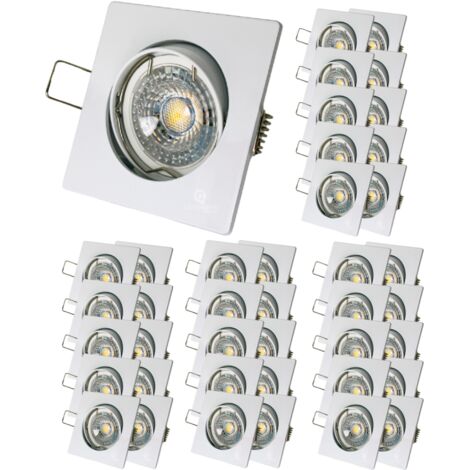 Lot de 30 Spot led carré blanc 230v 38° blanc chaud