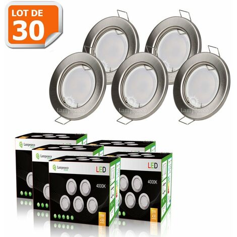 Spot LED encastrable GU5.3 IP65 D82 5W 4000K alu brossé