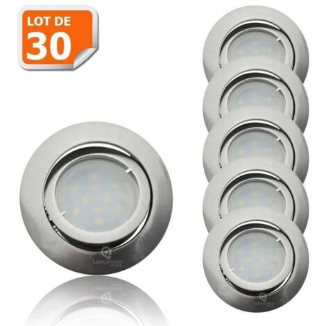 Lot de 30 Spot Led Encastrable Complete Satin Orientable lumière Blanc Neutre eq. 50W ref.895