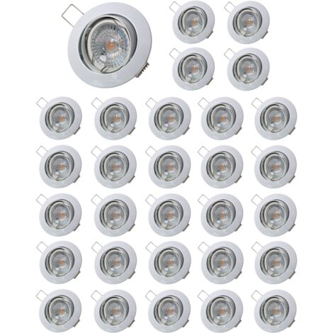 Lot de 30 Spot led ronde blanc orientable 38° blanc chaud