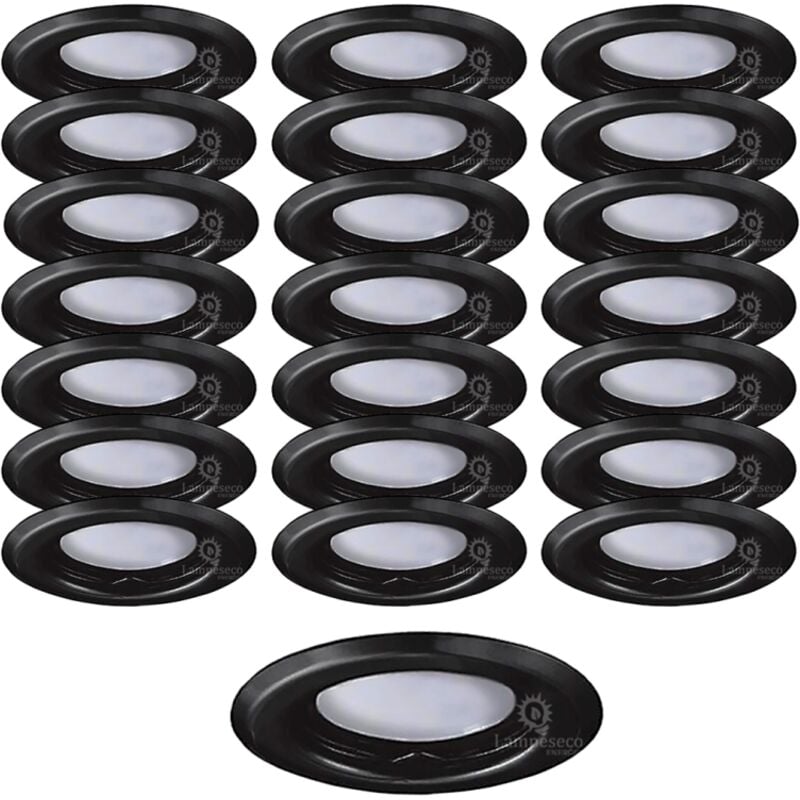 Lampesecoenergie - Lot de 30 Spots Encastrables Fixe Noir Mat avec GU10 led 5W eqv. 50W Blanc Froid 6000K