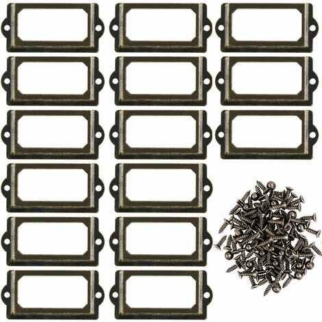 Lot de 30 supports d'étiquettes en métal pour meubles, tiroirs, armoires, cartes, plaques nominatives, cadres avec vis pour bureau, bibliothèque, étagère, bronze, 70 x 33 mm，Starlight