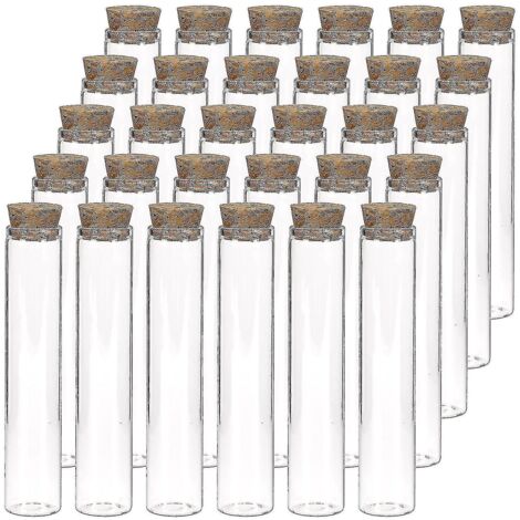 Lot de 30 tubes à essai en verre de 25 ml, transparents et plats (20 x 100 mm), avec bouchons en liège, pour expériences scientifiques, stockage de sels de bain et de bonbons (bejoey) - 2XL - Bleu