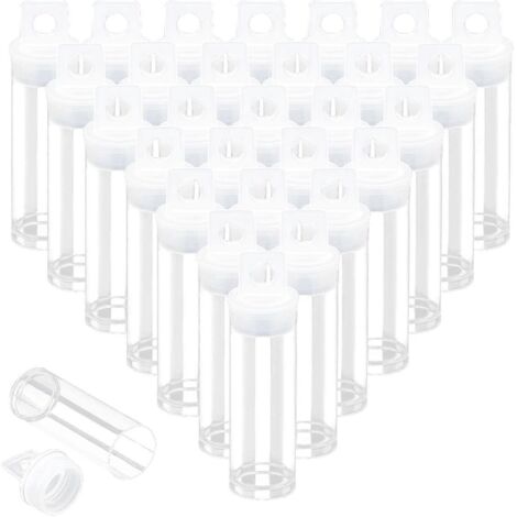 Lot de 30 tubes transparents pour perles, tubes de rangement en plastique avec bouchons.