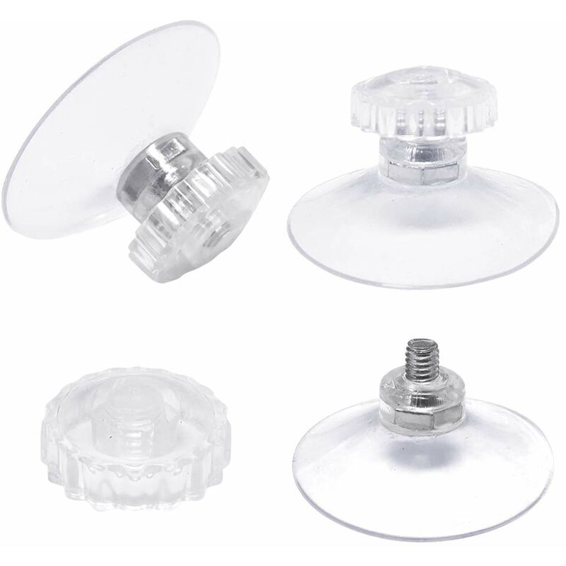 Lot de 30 Ventouses avec Filetage et écrous moletés diamètre 45 mm, Transparentes, pour Voiture, Camping, vitre, Pare-Soleil