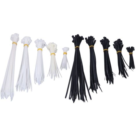 Lot de 300 attaches de câble en nylon autobloquantes pour câbles électriques, pour une utilisation intérieure et extérieure.