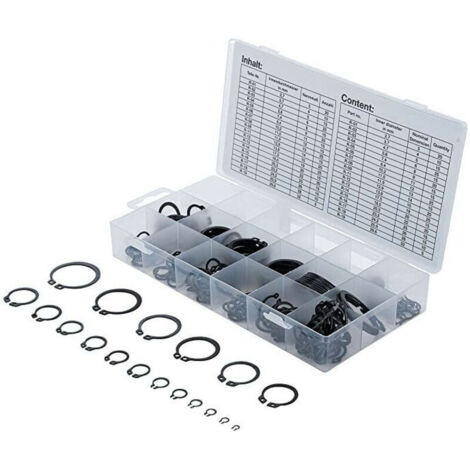 Lot de 300 circlips extérieurs en acier trempé, diamètres 3 à 32 mm, pour montage mécanique professionnel