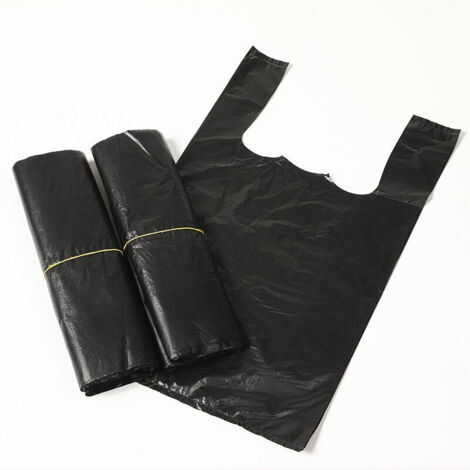 Lot de 300 sacs poubelle sanitaires noirs pour femme - Petits sacs poubelle pour salle de bain, serviettes hygiéniques, sacs en plastique avec poignées pour la maison et la cuisine-24x37cm noir