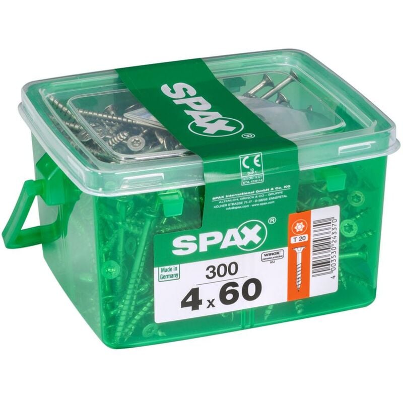 Lot de 300 vis acier tête fraisée Diam.4 mm x L.60 mm - Spax