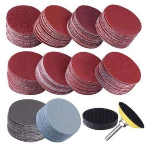 Lot de 303 disques abrasifs 50 mm 2" grain 40-2000 avec outil pivotant pour tampon de polissage abrasif 2"