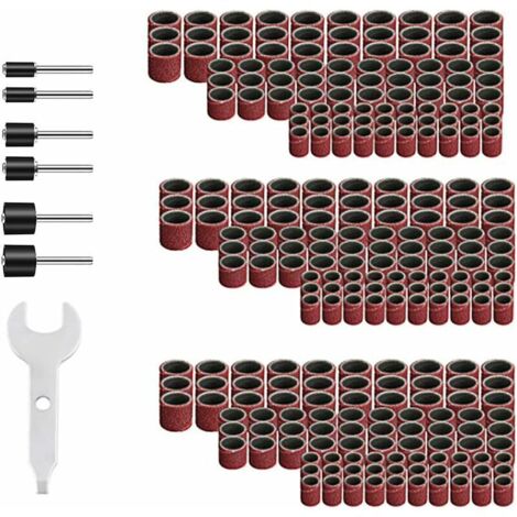 Lot de 307 manchons abrasifs avec rouleau de ponçage, percez les mandrins et les clés à tambour