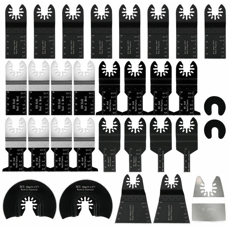 Ensoleille - Lot de 31 lames de scie oscillante multi-outils, accessoire multi-outil oscillant, lames de scie universelles pour Bosch Dewalt Makita
