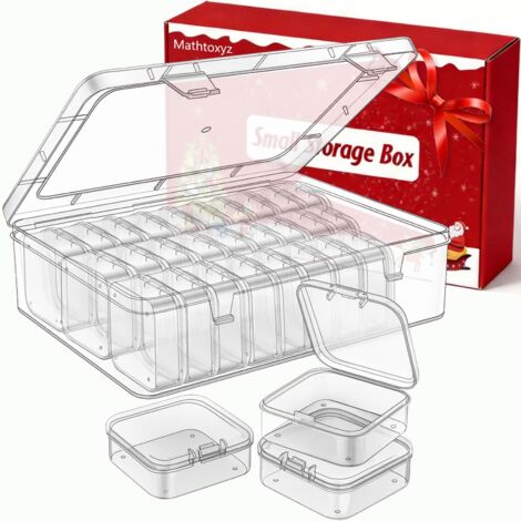 Lot de 31 petites boîtes de rangement en plastique transparent avec couvercle à charnière et rectangulaire pour la fabrication de bracelets, bijoux, loisirs créatifs, ongles