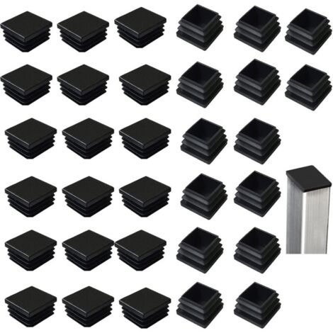 Lot de 32 bouchons à lamelles pour tubes carrés 40 x 40 mm, carrés en plastique noir, bouchons carrés pour produits métalliques/chaises/canapés/tables-LIAIKI
