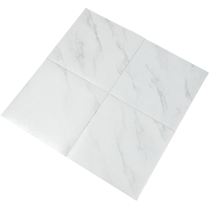 Lot de 32 dalles autocollantes en pvc - Revêtement de sol en vinyle imperméable - Marbre blanc - 30 x 30 cm - Pour salle de bain, cuisine, salon,