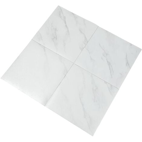Lot de 32 dalles autocollantes en PVC - Revêtement de sol en vinyle imperméable - Marbre blanc - 30 x 30 cm - Pour salle de bain, cuisine, salon, chambre à coucher