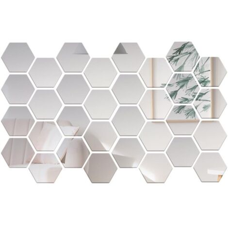 Lot de 32 stickers muraux hexagonaux effet miroir, amovibles, en acrylique, pour décorer votre chambre, salle de bain ou salon.