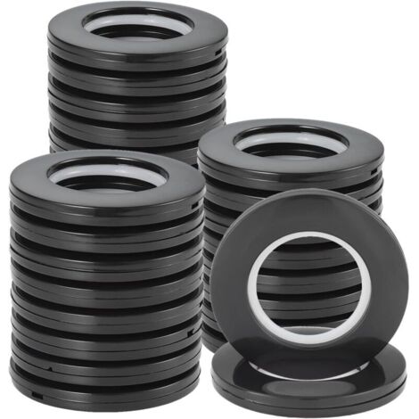 Lot de 32pcs Anneaux à œillets de Rideau Anneaux en Plastique Ronds Clips Anneaux de Bricolage Intérieur Diamètre 43mm pour Rideau de Fenêtre, Rideau de Porte de Vestiaire (Noir)