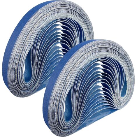 Lot de 35 bandes abrasives en corindon de zirconium 13 x 475 mm - 5 x 60/80/100/120/180/240/320 - Pour bois, métal, pierre, plâtre, carrelage en céramique et plastique