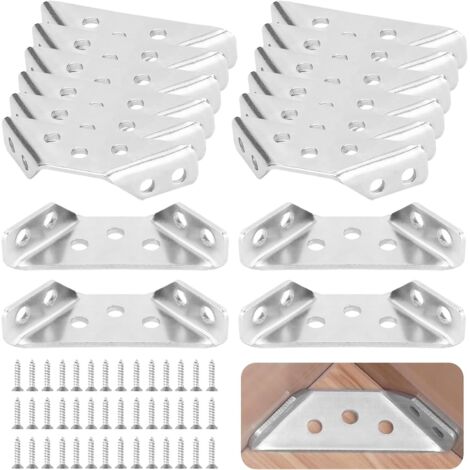 Lot de 35 connecteurs d'angle universels en bois - Support triangulaire en acier inoxydable - Pour construction de meubles - Équerre d'angle triangulaire - Avec vis - Pour bois, armoires