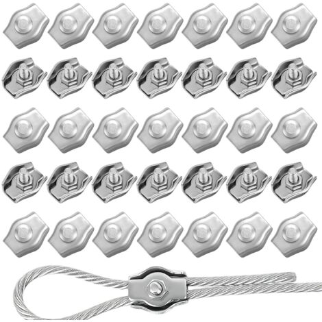 lot de 35 serre-câbles,acier inoxydable 304,diamètre 3 mm,fixation cordes à linge,auvents