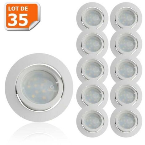 Lot de 35 Spot Led Encastrable Complete Blanc Orientable lumière Blanc Chaud eq. 50W ref.193