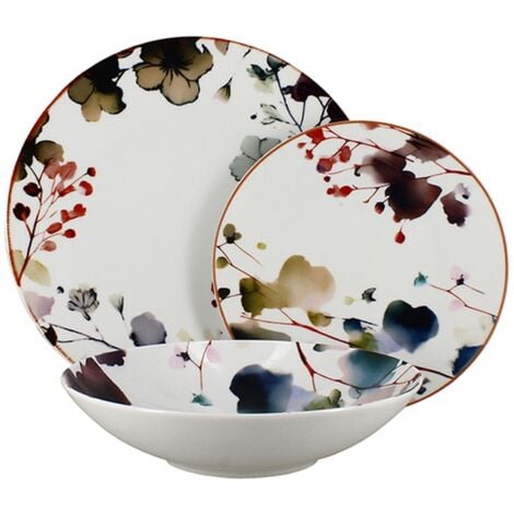 NOVASTYL Lot de 36 assiettes en porcelaine, AQUARELLE