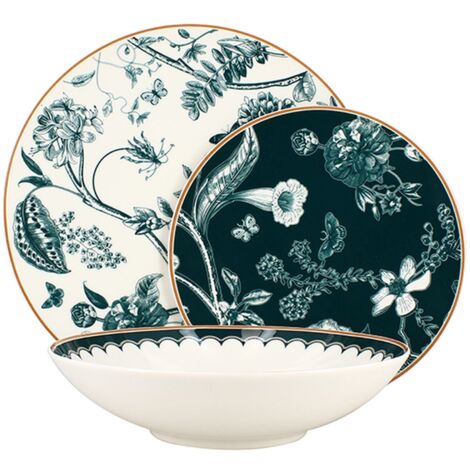 Lot de 36 assiettes en porcelaine, BOTANIC