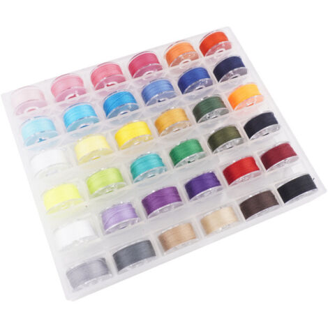 Lot de 36 fils de canette pour machine à coudre avec boîte de rangement, ensemble de bobines pré-enroulées pour machine à coudre Brother/Babylock/Janome/Singer (couleurs assorties).