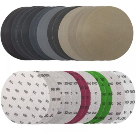 Lot de 36 Papier de Verre 125mm,Rond Disques de Ponçage, Disque Abrasif 125mm,Disques Abrasif de Ponçage Humide et Sec 800/1000/1200/1500/2000/2500/3000/4000/5000 Pour Disque Rond Poncage 125mm