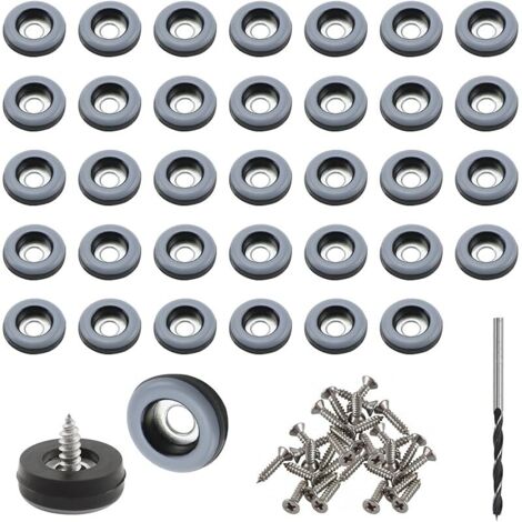 Lot de 36 Pieds pour Meubles en téflon Ø 19 mm Ronds pour Meubles en téflon PTFE Pieds pour Meubles en téflon à Visser avec vis pour déplacer des Meubles Lourds
