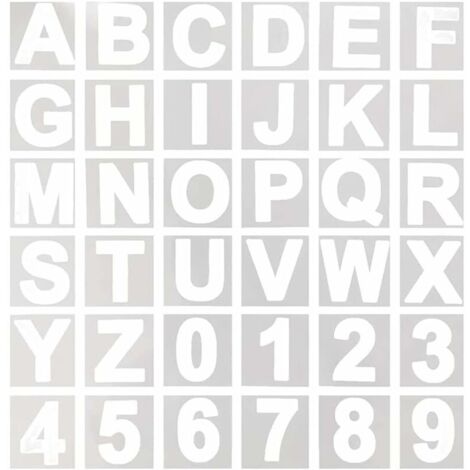 Lot de 36 pochoirs en plastique réutilisables pour bois, mur, tableau noir, apprentissage de la peinture, décoration d’intérieur, projets artistiques scolaires - 10,16 cm