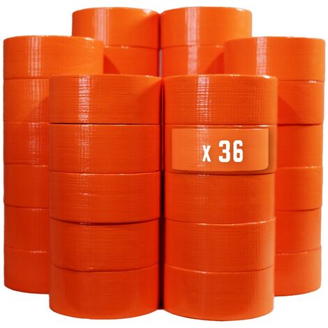 Lot de 36 à 1080 Rubans adhésifs toilés orange 50 mm x 33 m - Rouleau adhésif TECPLAST pour fixer les bâches, fils et câbles