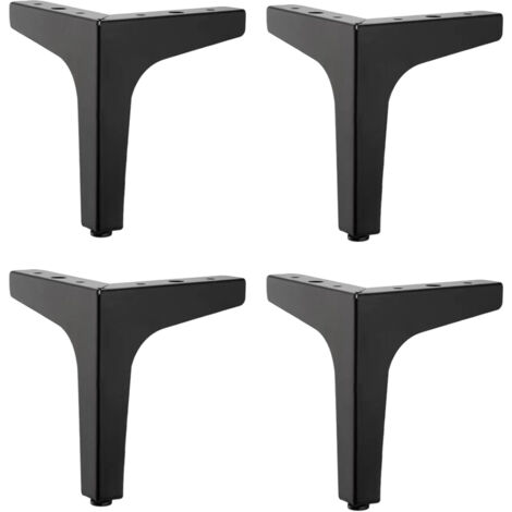 Lot de 4 10cm Pieds de Meubles Métal Noir, Pieds Canapé Durable, Pied Table Basse, Rehausseur Pied de Table Permettent de Se Lever ou Remplacer des Tables de Chevet, Canapé, Meubles TV