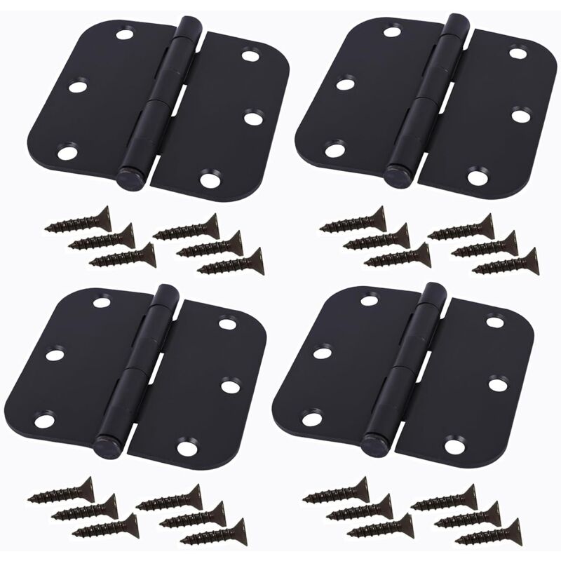Lot de 4 3,5 Pouces Heavy Duty Hangar Porte Charnières Porte Sangle Charnières Fer Forgé Noir Quincaillerie pour Hangar en Bois Grange Porte Clôture